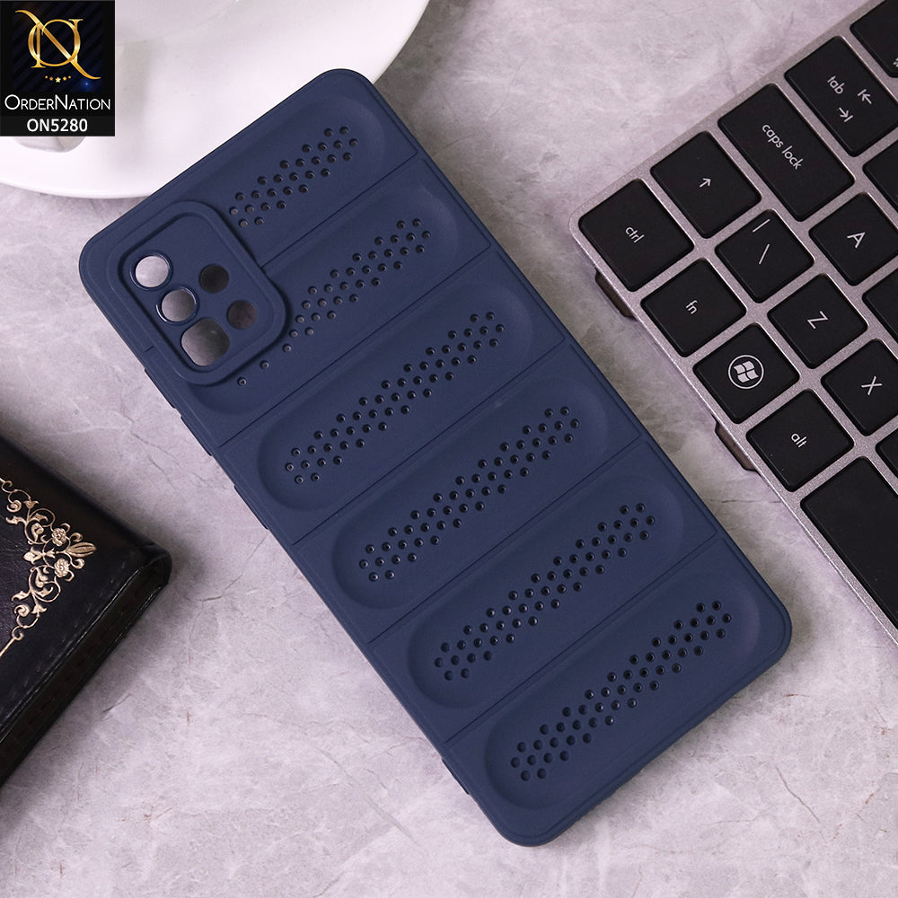 Samsung Galaxy A51 Cover - Blue - Trendy Breathable Mesh Grid Net Soft Case With Camera Protection