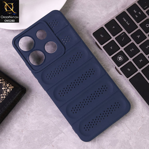 Infinix Smart 7 Cover - Blue - Trendy Breathable Mesh Grid Net Soft Case With Camera Protection