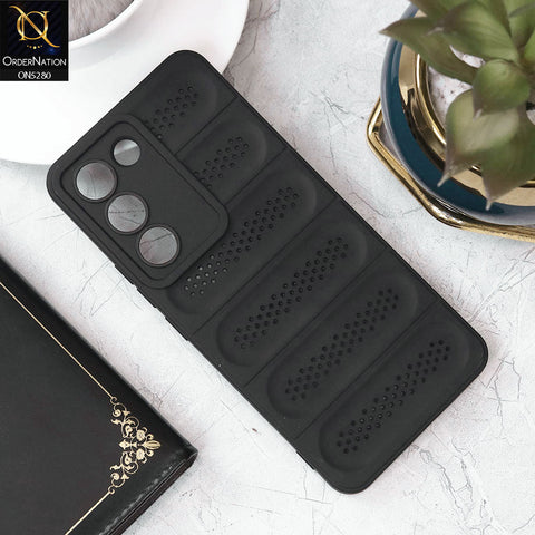 Vivo Y200e Cover - Black - Trendy Breathable Mesh Grid Net Soft Case With Camera Protection