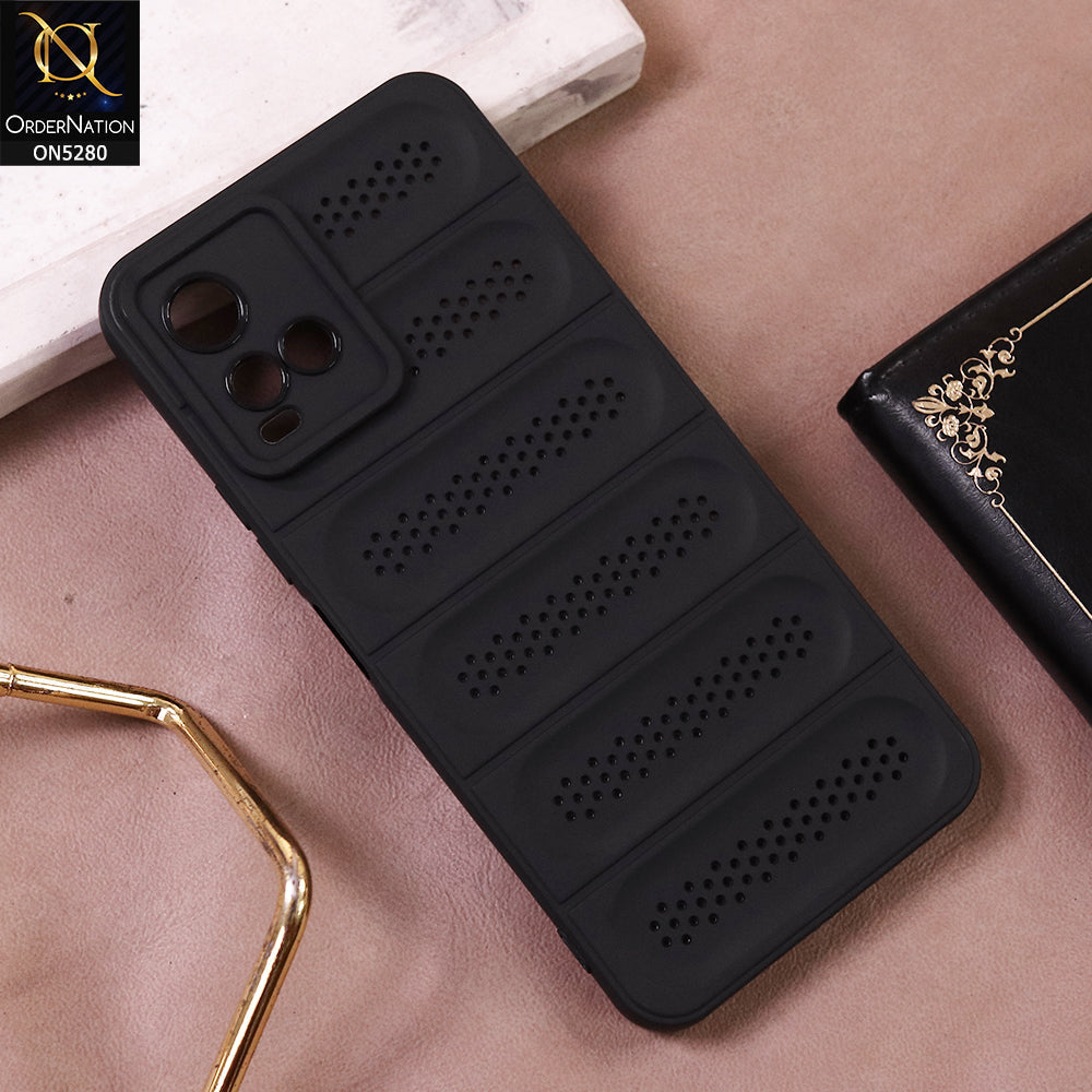 Vivo Y21s Cover - Black - Trendy Breathable Mesh Grid Net Soft Case With Camera Protection