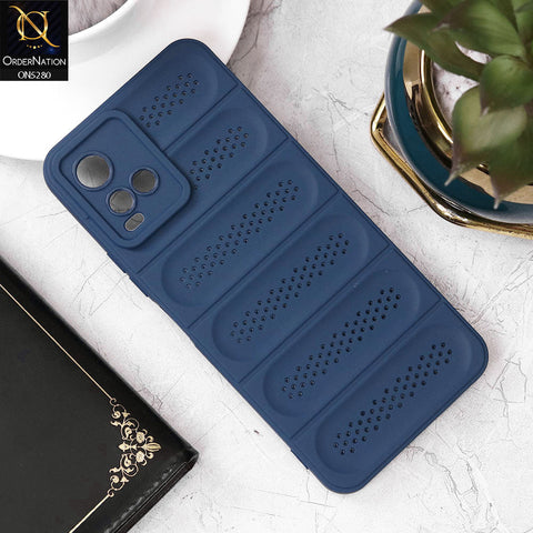 Vivo Y33t Cover - Blue - Trendy Breathable Mesh Grid Net Soft Case With Camera Protection
