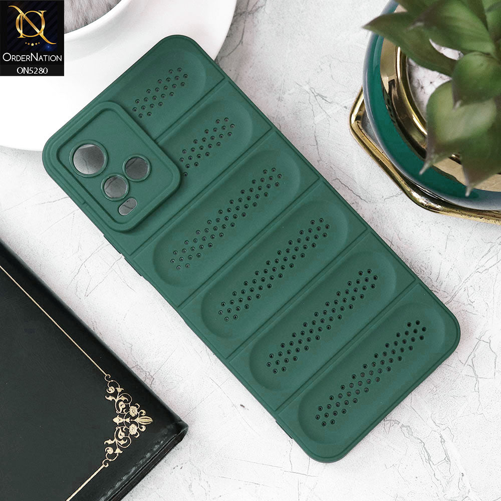 Vivo Y32 Cover - Green - Trendy Breathable Mesh Grid Net Soft Case With Camera Protection