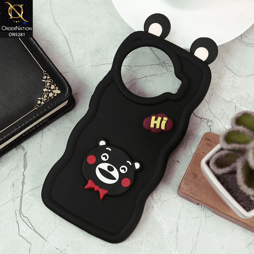 Tecno Spark 20 Pro Plus Cover - Black -  3D Cute Cartoon With Ear Soft Silicon Protective Case