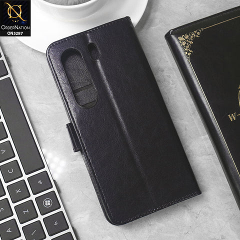 Tecno Camon 40 Pro Cover - Black -  Premium PU Leather Magnetic Flip Book Card Slots Wallet Soft Case