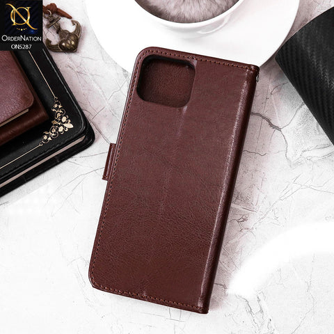 Oppo Reno4 Lite Cover - Brown - Premium PU Leather Magnetic Flip Book Card Slots Wallet Soft Case