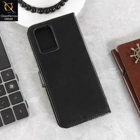 Oppo A74 Cover - Black -  Premium PU Leather Magnetic Flip Book Card Slots Wallet Soft Case