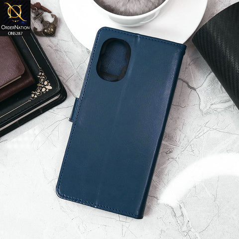 Oppo F21 Pro 5G Cover - Blue - Premium PU Leather Magnetic Flip Book Card Slots Wallet Soft Case