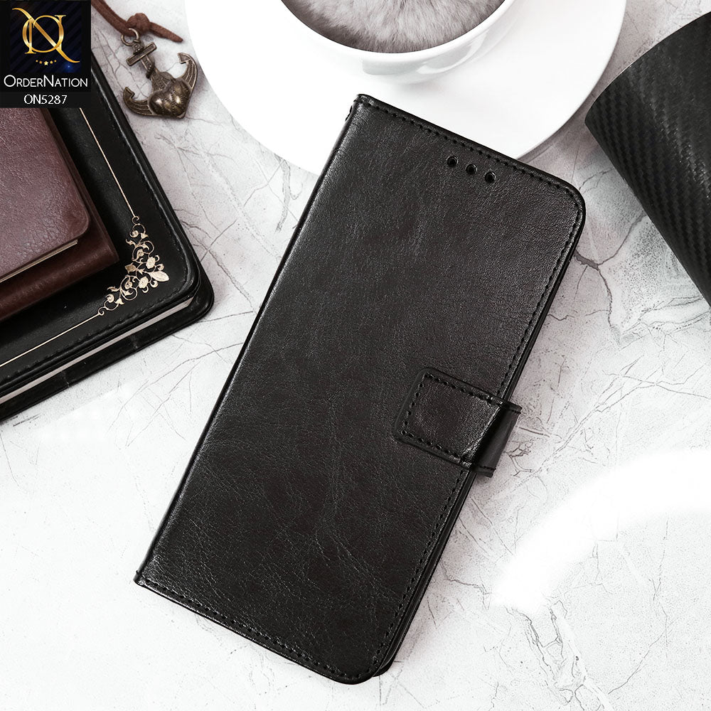 Vivo S16e Cover - Black - Premium PU Leather Magnetic Flip Book Card Slots Wallet Soft Case