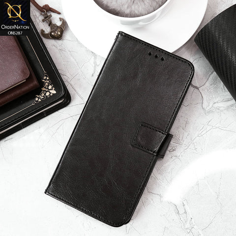 Vivo S16e Cover - Black - Premium PU Leather Magnetic Flip Book Card Slots Wallet Soft Case