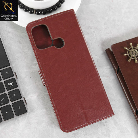 Infinix Hot 10 Play Cover - Brown -  Premium PU Leather Magnetic Flip Book Card Slots Wallet Soft Case