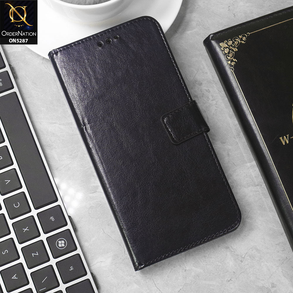 Vivo Y29s Cover - Black -  Premium PU Leather Magnetic Flip Book Card Slots Wallet Soft Case
