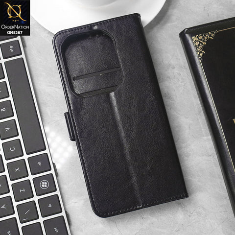 Infinix Note 50 Pro 4G Cover - Black -  Premium PU Leather Magnetic Flip Book Card Slots Wallet Soft Case