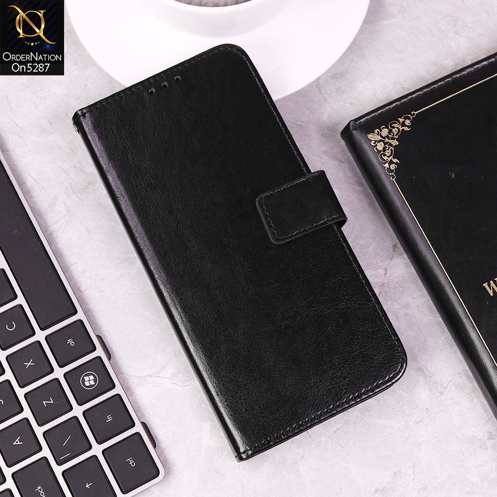 iPhone 14 Pro Max Cover - Black - Premium PU Leather Magnetic Flip Book Card Slots Wallet Soft Case