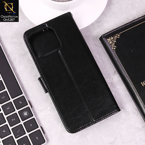 iPhone 14 Pro Max Cover - Black - Premium PU Leather Magnetic Flip Book Card Slots Wallet Soft Case