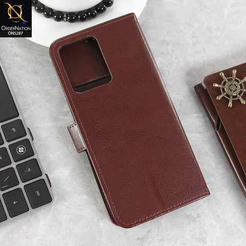 Xiaomi Redmi Note 12 4G Cover - Brown -  Premium PU Leather Magnetic Flip Book Card Slots Wallet Soft Case