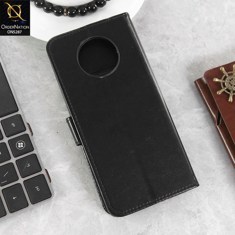 OnePlus 7T Cover - Black -  Premium PU Leather Magnetic Flip Book Card Slots Wallet Soft Case