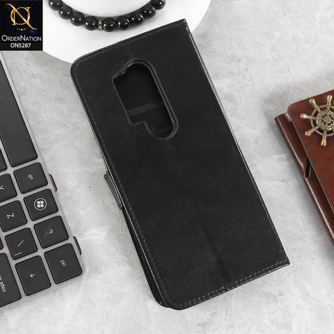 OnePlus 8 Pro Cover - Black -  Premium PU Leather Magnetic Flip Book Card Slots Wallet Soft Case