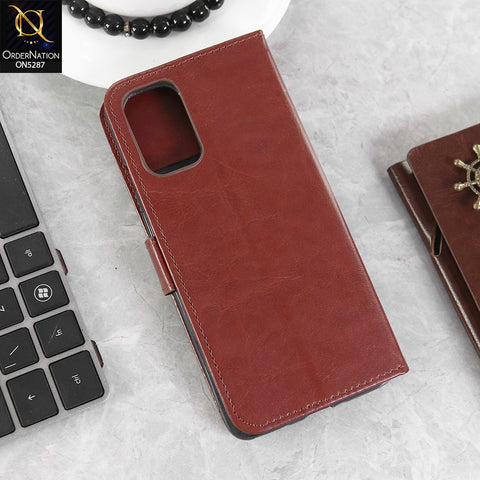 OnePlus 8T Cover - Brown -  Premium PU Leather Magnetic Flip Book Card Slots Wallet Soft Case