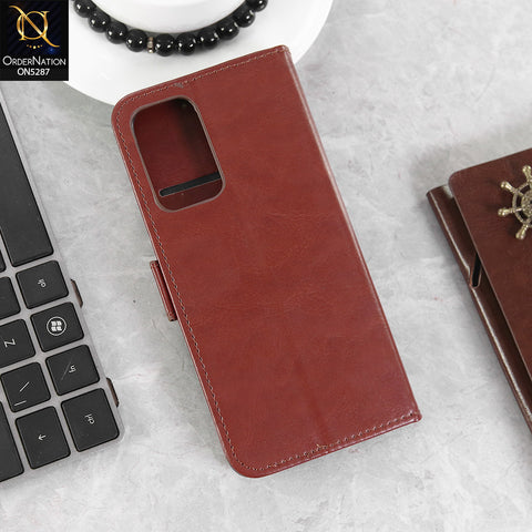 OnePlus 9 Cover - Brown -  Premium PU Leather Magnetic Flip Book Card Slots Wallet Soft Case