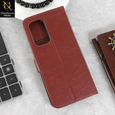 OnePlus 9 Pro Cover - Brown -  Premium PU Leather Magnetic Flip Book Card Slots Wallet Soft Case