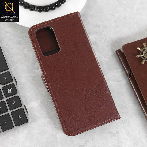 Oppo Reno 6 Cover - Brown -  Premium PU Leather Magnetic Flip Book Card Slots Wallet Soft Case