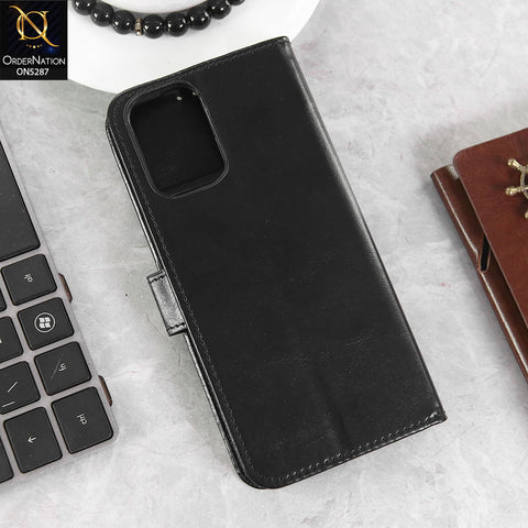 Xiaomi Redmi Note 10 4G Cover - Black -  Premium PU Leather Magnetic Flip Book Card Slots Wallet Soft Case