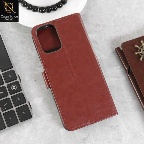 Xiaomi Redmi Note 10 4G Cover - Brown -  Premium PU Leather Magnetic Flip Book Card Slots Wallet Soft Case