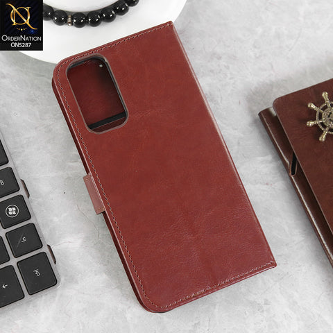 Xiaomi Poco M4 Pro 5G Cover - Brown -  Premium PU Leather Magnetic Flip Book Card Slots Wallet Soft Case