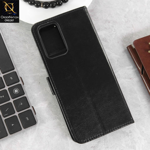 Xiaomi Redmi Note 11E Pro Cover - Black -  Premium PU Leather Magnetic Flip Book Card Slots Wallet Soft Case