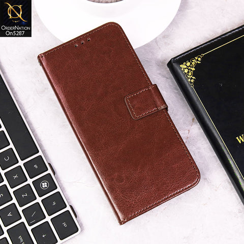Xiaomi Redmi Note 13 Pro Plus 5G XFF Edition Cover - Brown - Premium PU Leather Magnetic Flip Book Card Slots Wallet Soft Case