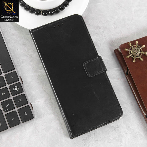 Oppo Reno 13F 5G Cover - Black -  Premium PU Leather Magnetic Flip Book Card Slots Wallet Soft Case