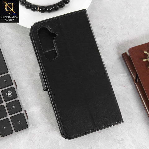 Samsung Galaxy A54 Cover - Black - Premium PU Leather Magnetic Flip Book Card Slots Wallet Soft Case