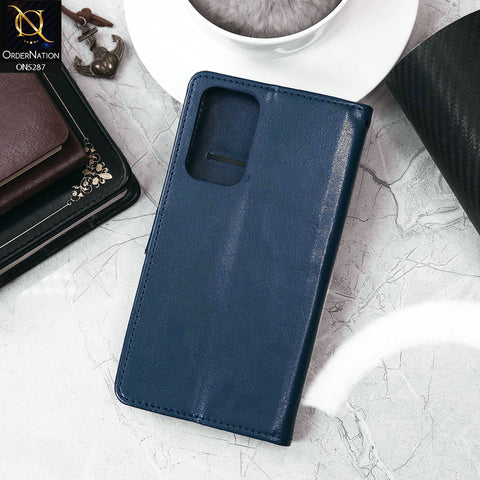 Vivo Y21a Cover - Blue - Premium PU Leather Magnetic Flip Book Card Slots Wallet Soft Case