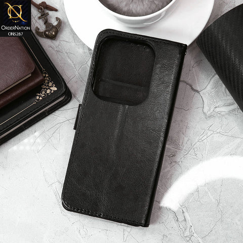 Infinix Smart 8 Plus Cover - Black - Premium PU Leather Magnetic Flip Book Card Slots Wallet Soft Case