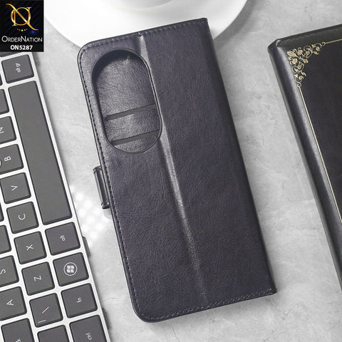 Vivo V50 Cover - Black -  Premium PU Leather Magnetic Flip Book Card Slots Wallet Soft Case