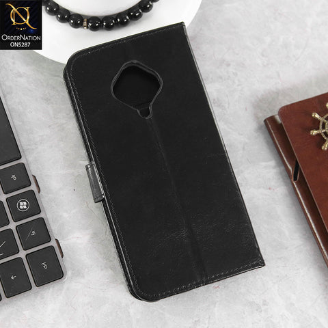 Vivo Y51 (2020 September) Cover - Black -  Premium PU Leather Magnetic Flip Book Card Slots Wallet Soft Case