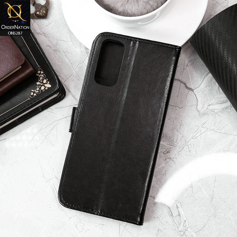 Vivo Y51s Cover - Black -  Premium PU Leather Magnetic Flip Book Card Slots Wallet Soft Case