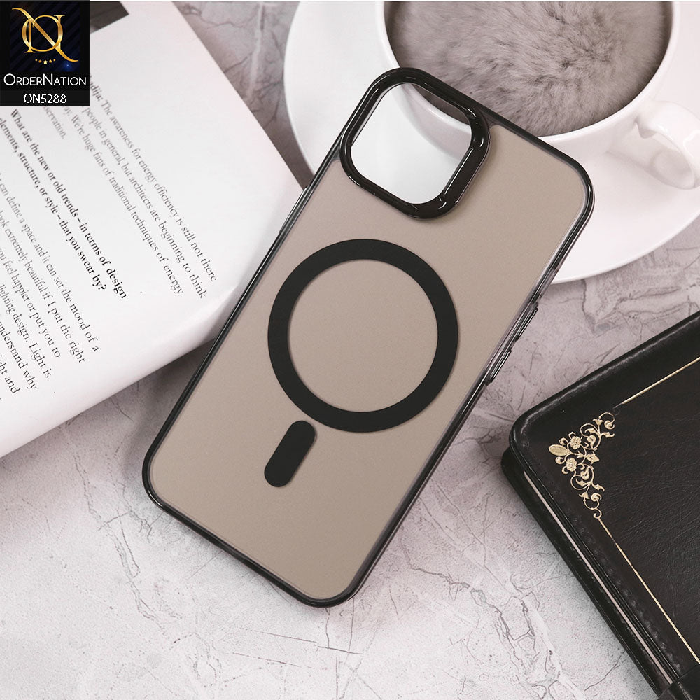 iPhone 14 Cover - Black - Luxury Alloy Back Plate Electroplating Camera Ring Magnetic Magsafe Soft Borders Matte Shiny Protective Case