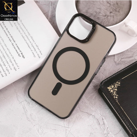 iPhone 14 Cover - Black - Luxury Alloy Back Plate Electroplating Camera Ring Magnetic Magsafe Soft Borders Matte Shiny Protective Case