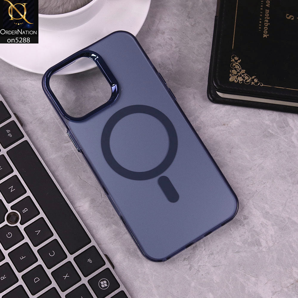 IPhone 16 Pro Max Cover - Blue - Luxury Alloy Back Plate Electroplating Camera Ring Magnetic Magsafe Soft Borders Matte Shiny Protective Case