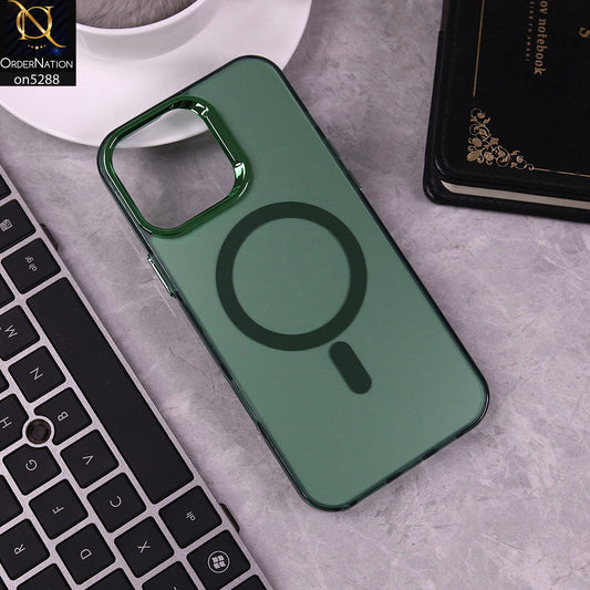 IPhone 16 Pro Max Cover - Green - Luxury Alloy Back Plate Electroplating Camera Ring Magnetic Magsafe Soft Borders Matte Shiny Protective Case