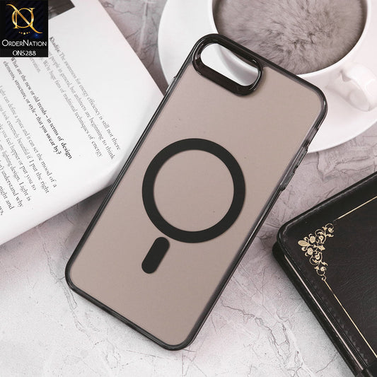 iPhone 8 Plus / 7 Plus Cover - Black - Luxury Alloy Back Plate Electroplating Camera Ring Magnetic Magsafe Soft Borders Matte Shiny Protective Case