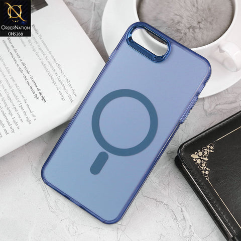 iPhone 8 Plus / 7 Plus Cover - Blue - Luxury Alloy Back Plate Electroplating Camera Ring Magnetic Magsafe Soft Borders Matte Shiny Protective Case