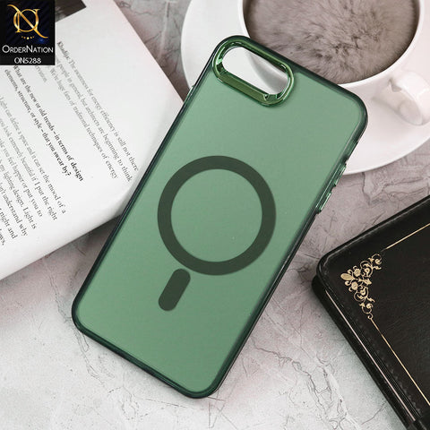iPhone 8 Plus / 7 Plus Cover - Green - Luxury Alloy Back Plate Electroplating Camera Ring Magnetic Magsafe Soft Borders Matte Shiny Protective Case
