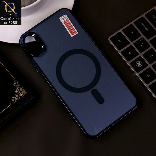 IPhone XS Max Cover - Blue - Luxury Alloy Back Plate Electroplating Camera Ring Magnetic Magsafe Soft Borders Matte Shiny Protective Case