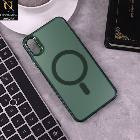 IPhone XS Max Cover - Green - Luxury Alloy Back Plate Electroplating Camera Ring Magnetic Magsafe Soft Borders Matte Shiny Protective Case