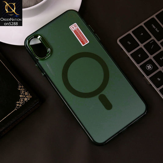 IPhone XS Max Cover - Green - Luxury Alloy Back Plate Electroplating Camera Ring Magnetic Magsafe Soft Borders Matte Shiny Protective Case
