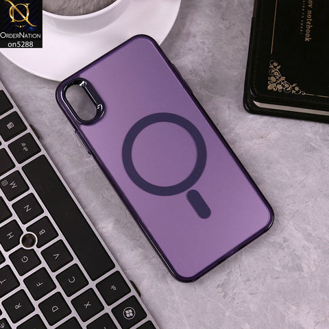 IPhone XS Max Cover - Purple - Luxury Alloy Back Plate Electroplating Camera Ring Magnetic Magsafe Soft Borders Matte Shiny Protective Case