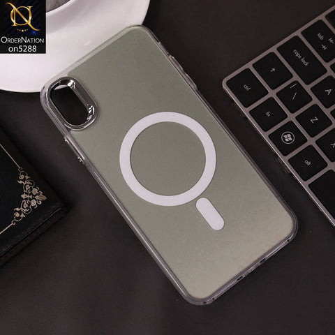 IPhone XS-X Cover - White - Luxury Alloy Back Plate Electroplating Camera Ring Magnetic Magsafe Soft Borders Matte Shiny Protective Case