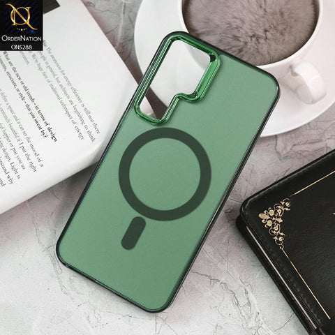 Samsung Galaxy S23 FE Cover - Green - Luxury Alloy Back Plate Electroplating Camera Ring Magnetic Magsafe Soft Borders Matte Shiny Protective Case